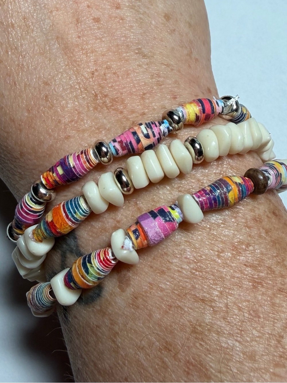 Multicolor & Cream Beaded Stretch Bracelet Set - Women Jewelry